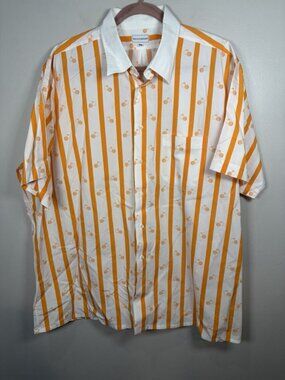 Maus & Hoffman Button Down Shirt Mens Size 2XL Orange Stripe Short Sleeve